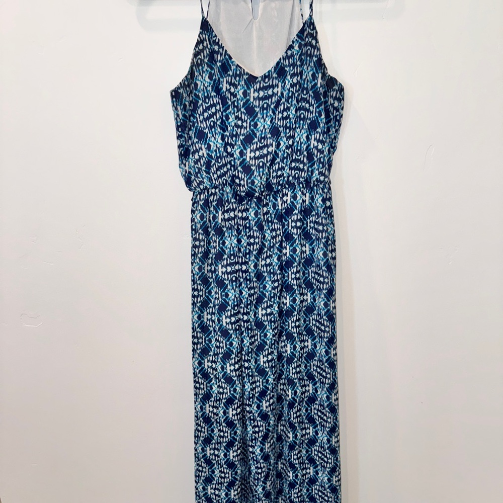 Lily Rose Blue Geometric Maxi Dress